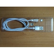 Магнитный кабель 2 в 1 micro-USB и Lightning for iPhone 5 6 7
