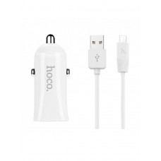 Автомобильное ЗУ 2USB Hoco Z12 White с кабелем USB-Lightning iPhone 6 2.4A