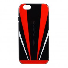 Чехол-накладка Aston martin iPhone 6 6s панель бампер кожаный чёрно красный