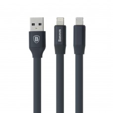 Baseus Usb Cable to Lightning/microUSB Two-in-one Portable Cable 0.23m Black (CALMBJ-01)