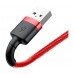 Кабель длинный 3 метра Baseus Cafule USB Lightning 3м красный с черным CALKLF-R09