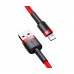 Кабель длинный 3 метра Baseus Cafule USB Lightning 3м красный с черным CALKLF-R09