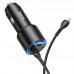 Адаптер автомобильный с кабелем HOCO NZ3 Type-C to Lightning Cable Clear way dual port car charger set 2Type-C