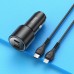 Адаптер автомобильный с кабелем HOCO NZ3 Type-C to Lightning Cable Clear way dual port car charger set 2Type-C