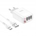 Зарядное устройство HOCO C93A 3 USB порта с экраном набор с кабелем Type-C