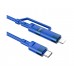 Кабель 2 в 1 Type-C - Type-C and Lightning Hoco U106  5A 100W PD 1.2m синий