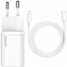 Зарядное и кабель Baseus Super Silicone PD Charger 20W (TZCCSUP-B02) + Type-C to Lightning белые