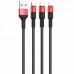 Кабель Hoco X26 Xpress 3-in-1 (Lightning + Micro USB + Type-C) 1м черно красный