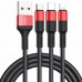 Кабель Hoco X26 Xpress 3-in-1 (Lightning + Micro USB + Type-C) 1м черно красный