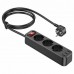 Сетевой фильтр удлинитель Hoco NS2 (3 розетки + 3 USB) 1.8 метра черный