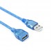 Удлинитель 10 метров USB 2.0 мама папа AM - AF 10 m полупрозрачный синий