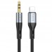 Кабель конвертер Hoco UPA22 Lightning 3.5 mm (аудио переходник папа - папа) черный
