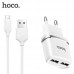 Блок питания 2 USB порта + Юсб кабель micro Hoco C12 набор белый 6957531047773