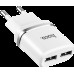 Блок питания 2 USB порта + Юсб кабель micro Hoco C12 набор белый 6957531047773