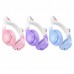 Светящиеся LED Bluetooth наушники Hoco w42 cat ear фиолетовые