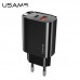 Зарядный адаптер блок сетевой USAMS T35 Fast Charger US-CC121 2 порта 20 Вт черный