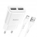 Блок питания и кабель HOCO C88A Type-C Cable Star round dual port charger set белый