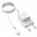 Адаптер сетевой HOCO Type-C to Lightning Cable Prestige charger set N20 |1USB/1Type-C, 20W, 3A, QC/PD|