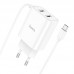 Зарядное устройство HOCO C103A 2 порта + встроенный Micro USB кабель белое