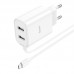 Зарядное устройство HOCO C103A 2 порта + встроенный Micro USB кабель белое