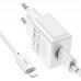 Комплект адаптер и кабель HOCO C106A Lightning Cable Leisure single port charger белый