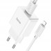 Комплект адаптер и кабель HOCO C106A Lightning Cable Leisure single port charger белый