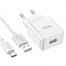 Блок питания сетевой HOCO C106A Leisure +Type-C single port charger 1USB 10.5W белый