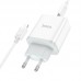 Зарядное устройство HOCO Stage single port C104A набор с кабелем Type-C to Lightning белый