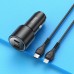 Адаптер автомобильный HOCO Type-C to Lightning Cable Clear way dual port car charger set NZ3 |2Type-C, QC/PD,