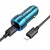 Автомобильное зарядное - адаптер Hoco Z48 Tough dual port car charger + C to L кабель синий