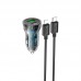 Адаптер авто + кабель Type-C to Lightning  - HOCO Transparent Discovery Edition dual port Z47A черные