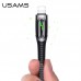 Кабель USAMS Lightning Smart Power Off Cable Raydan Series US-SJ470 2 метра черный с подсветкой