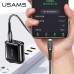 Кабель USAMS Lightning Smart Power Off Cable Raydan Series US-SJ470 2 метра черный с подсветкой