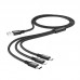 Кабель HOCO Times speed X14 тройной Combo Lightning и Micro USB и Type-C 1 метр черный