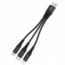 Кабель HOCO X47 Harbor Combo 3-in-1 Lightning + Micro USB + Type-C 0.25m черный