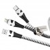 Кабель HOCO U97 Combo 2 in 1 Lightning/Type-C Zipper - молния 0.96 метра двойной