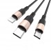 Кабель HOCO Combo Micro USB/Lightning/Type-C Xpress one pull three charging cable X26 черно золотой