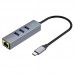 Хаб адаптер Hoco HB34 Easy link Type-C Gigabit network adapter (Type-C to USB3.0*3+RJ45)