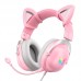 Наушники игровые с ушками кошачьими ONIKUMA X11 Gaming CAT with LED фиолетовые
