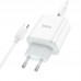 Зарядный адаптер Hoco C105A 20W Type-C и USB с быстрой зарядкой и LED подсветкой