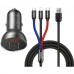Авто комплект зарядное и кабель 3-в-1 Baseus Digital Display 24w 2 usb TZCCBX-0G