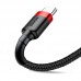 Кабель усиленный Baseus Cafule USB - Type-C 1 метр (CATKLF-B91) черно красный