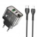 Зарядное устройство 2 выхода HOCO N34 dual-port комплект с кабелем Type-C to Lightning