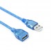 Удлинитель USB 2.0 5 метров - папа - мама полупрозрачный синий