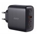 Зарядное устройство - адаптер питания 3 выхода 65 Вт - Aukey 65W GaN Power Tech (PA-B6T) U + 2C