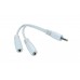 Переходник адаптер Cablexpert CCA-415W Mini-Jack 3.5 папа - 2 * Mini-Jack 3.5 мама
