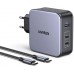 Зарядный комплект - блок и кабель 3 порта USB (2хUSB-C+USB-A) Ugreen CD289 140W Gan (90549)