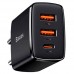 Зарядное устройство - адаптер питания на 3 порта - Baseus Cube Fast Charger 2U+C 30W черное