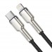 Кабель PD - укороченный Baseus Cafule Metal Type-C to Lightning 20W 25 см черный