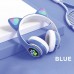 Наушники беспроводные Cat ear STN-28 Rainbow LED с кото ушкам голубые
